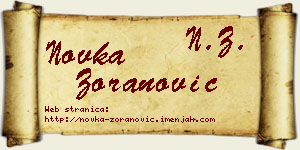 Novka Zoranović vizit kartica